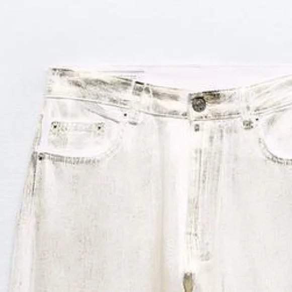 NWT. Zara TRF Metallic Effect High-Waisted Jeans. Size 12, 14. - Picture 8 of 12